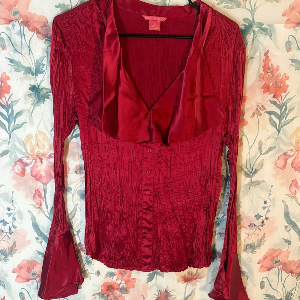 Vintage Sunny Leigh Deep Red Blouse